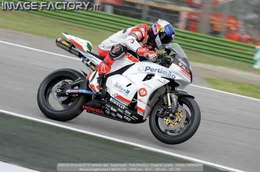 2009-09-26 Imola 0710 Variante alta - Supersport - Free Practice - Eugene Laverty - Honda CBR600RR